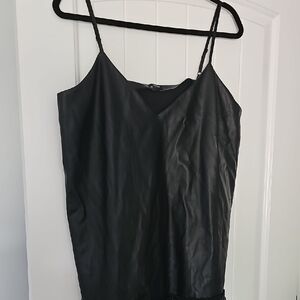 Express Black Leather Camisole Mini Dress